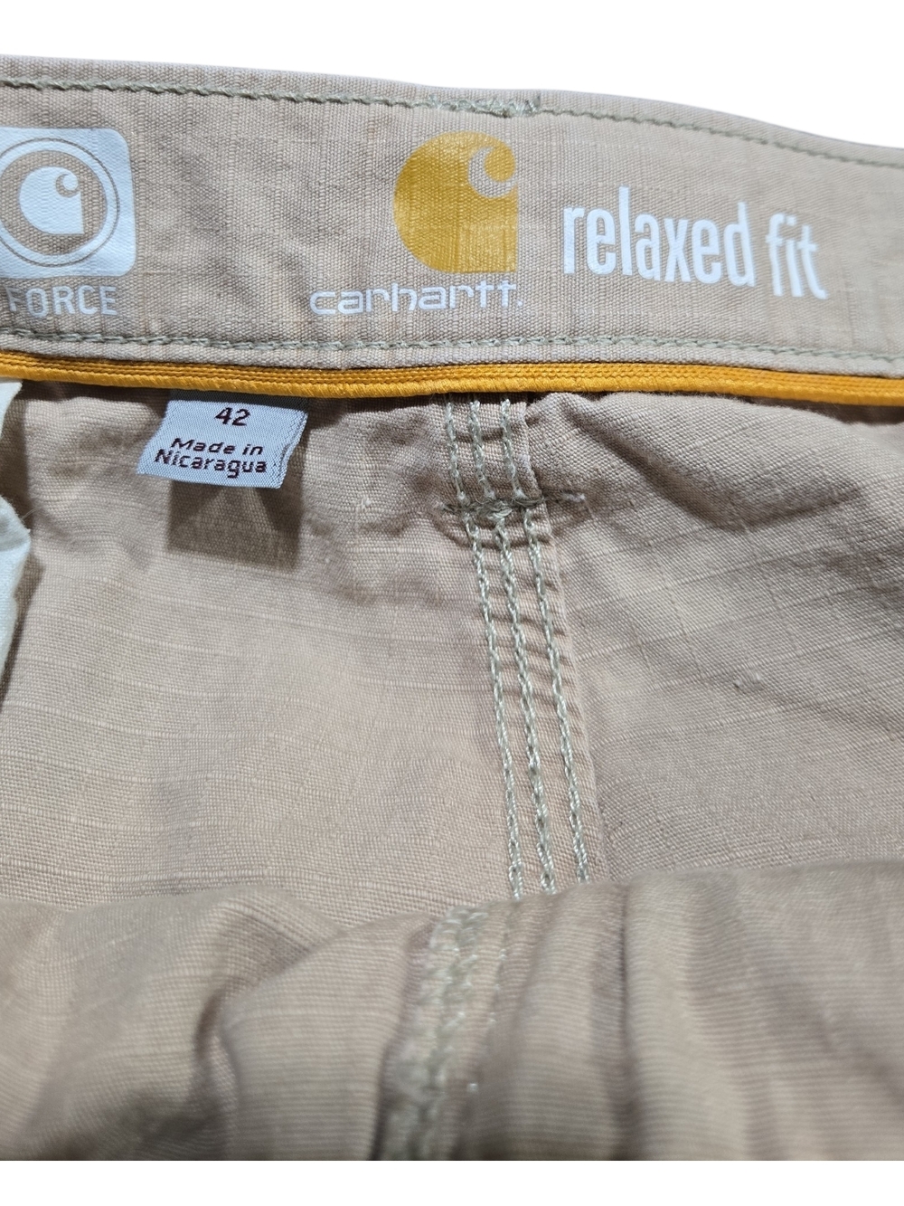 Carhartt Cargo Shorts Mens 42 Tan Force Relaxed Fit Ripstop Cotton 101168 232 - Picture 3 of 5